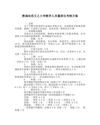 教导处范文小学教学人员量质化考核方案 