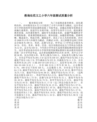 教导处范文小学六年级测试质量分析 
