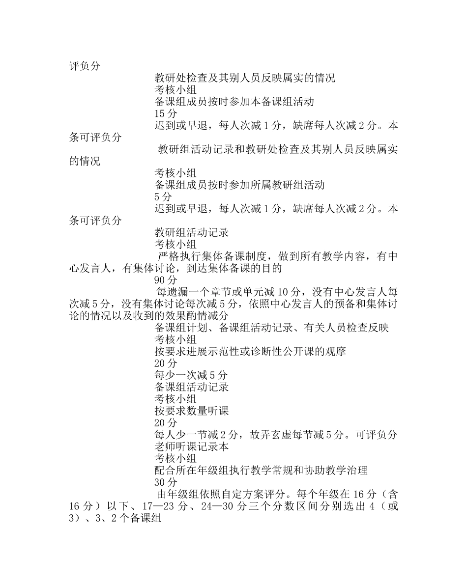 教导处范文备课组及备课组长考核方案 _第2页