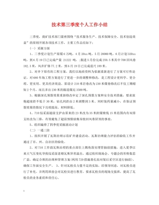 技术第三季度个人工作小结 