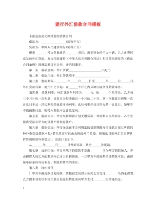 建行外汇借款合同模板 