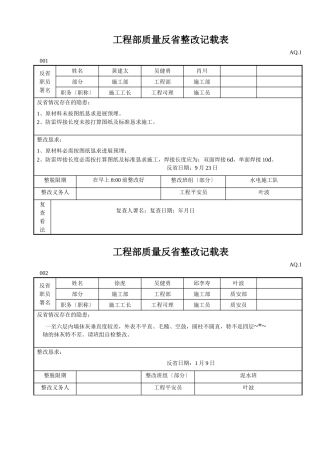 建筑行业项目部质量检查整改记录表 