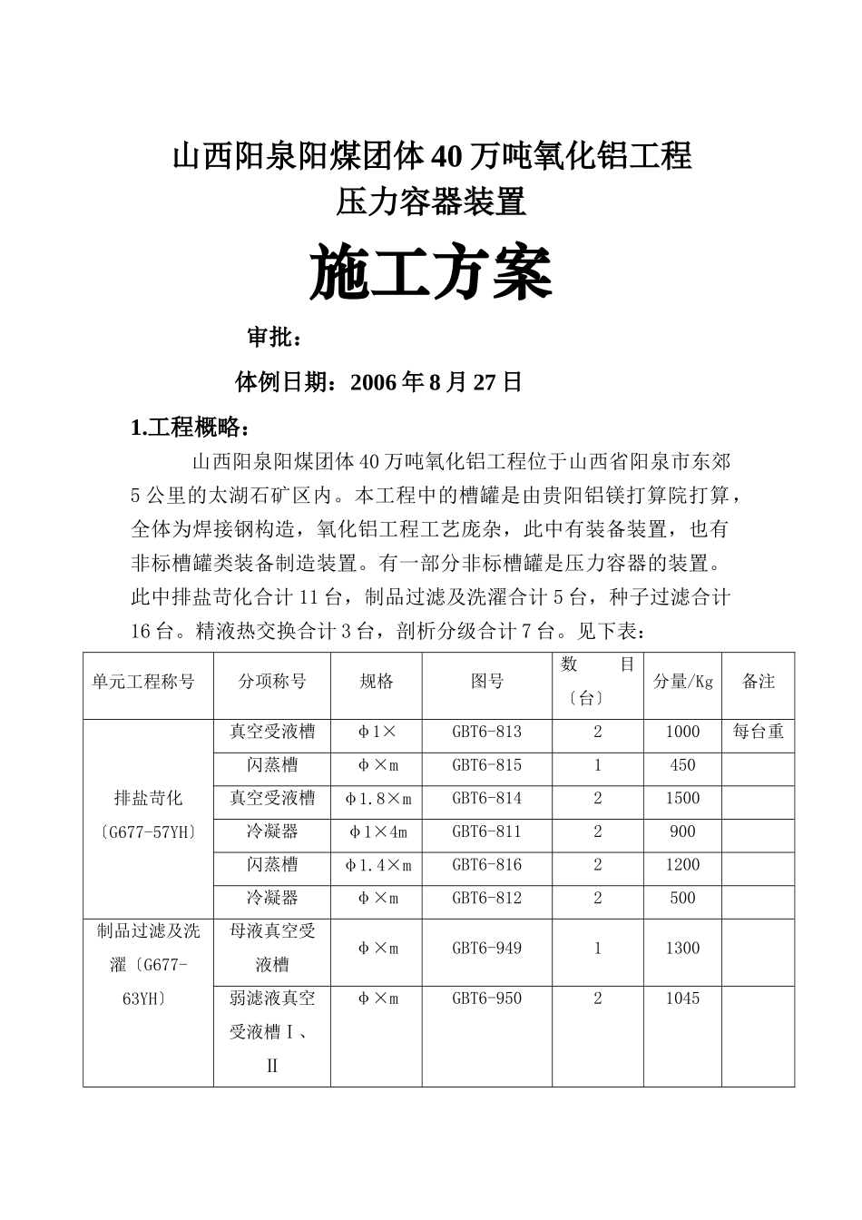 建筑行业阳泉压力容器安装方案 _第1页