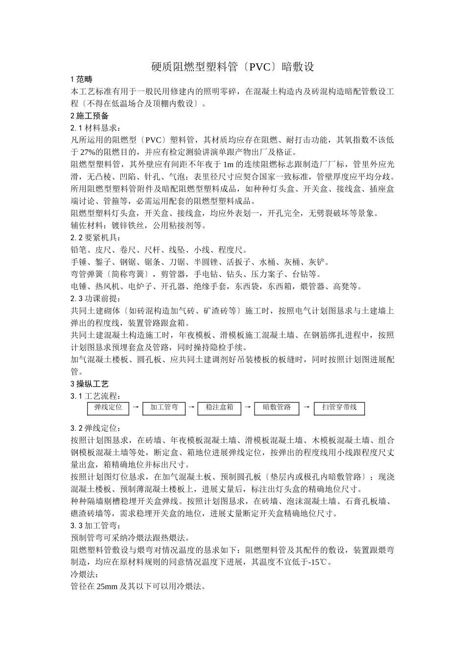 建筑行业硬质阻燃型塑料管（PVC）暗敷设 _第1页