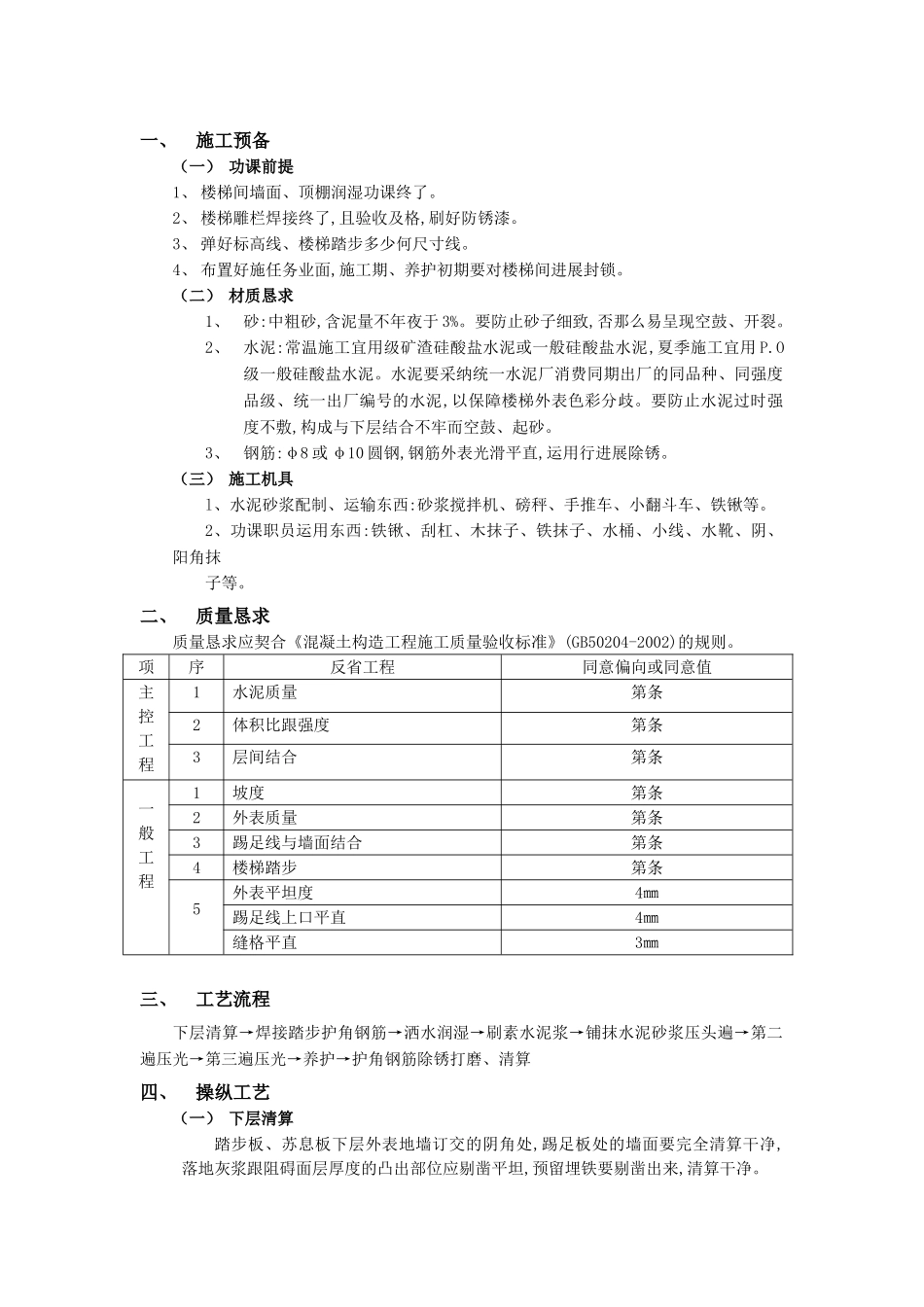 建筑行业现浇钢筋混凝土楼梯水泥砂浆面层工程 _第1页