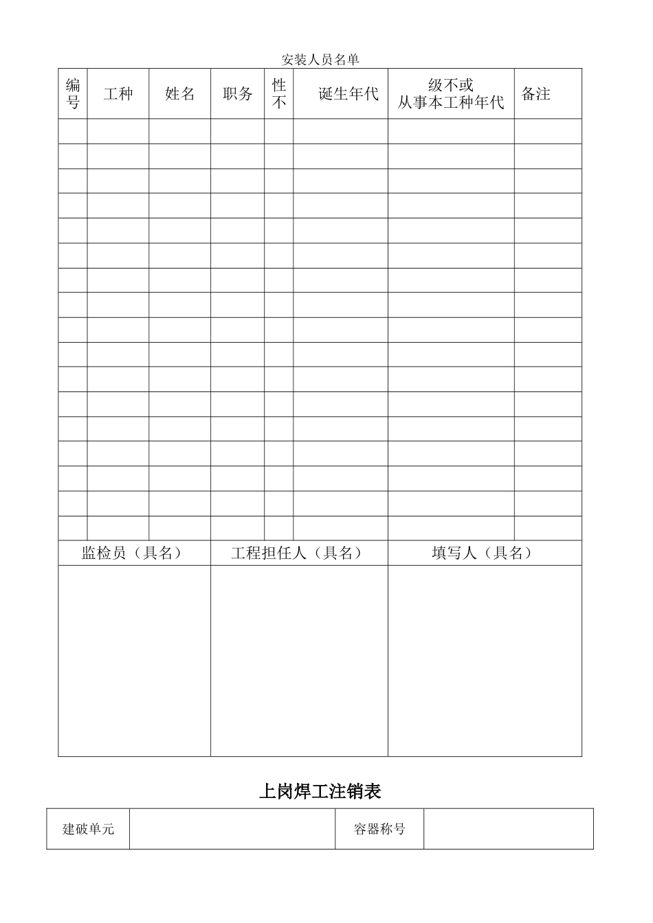 建筑行业压力容器安装记录 _第1页
