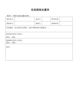 建筑行业信息联络处理单 