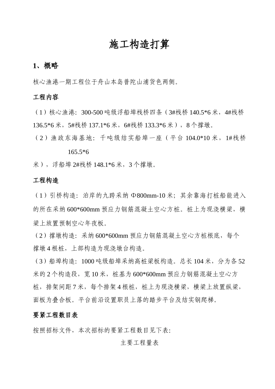 建筑行业中心渔港一期工程高桩施工组织设计方案 _第1页