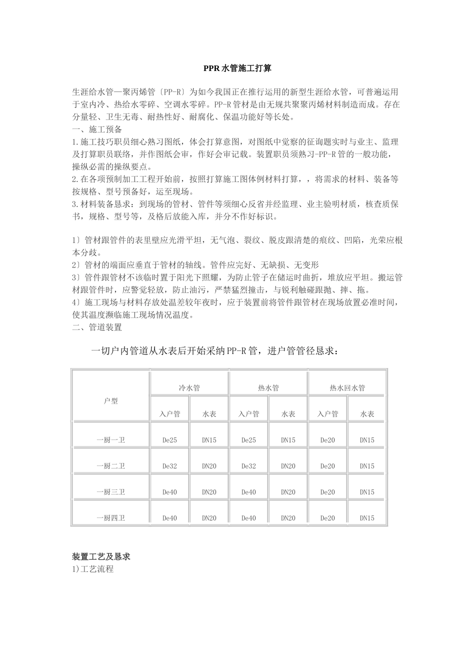 建筑行业PPR水管施工组织设计方案 _第1页