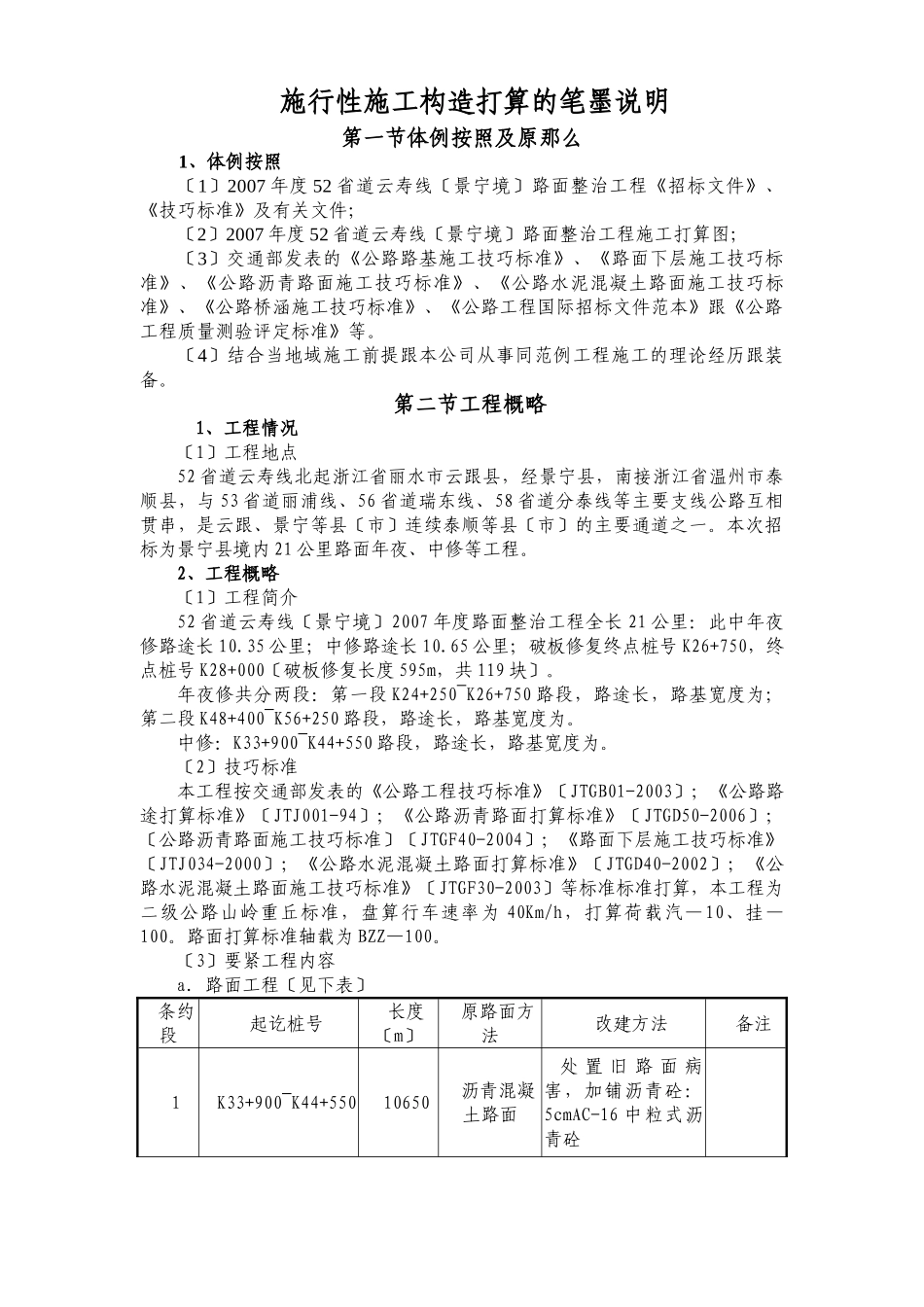 建筑行业52省道云寿线（景宁境）路面整治工程 _第1页