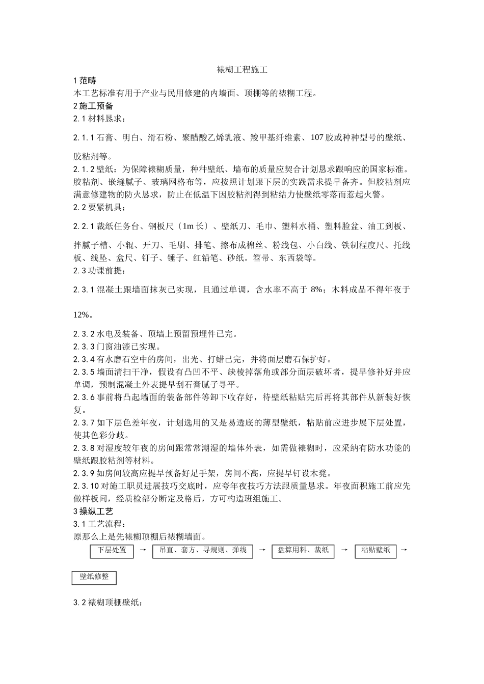 建筑行业038裱糊工程施工工艺 _第1页
