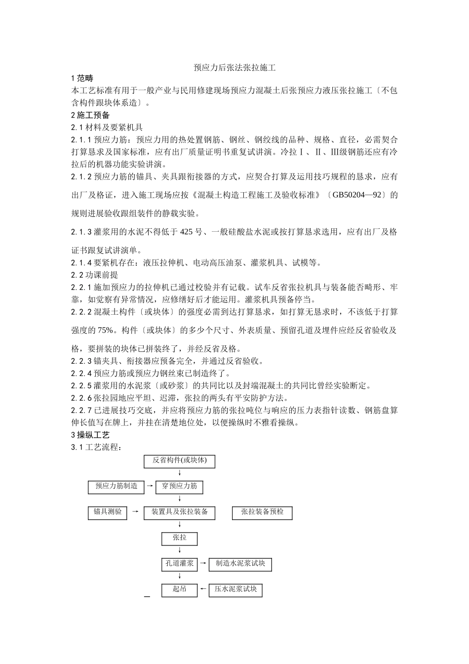建筑行业034预应力后张法张拉施工工艺 _第1页