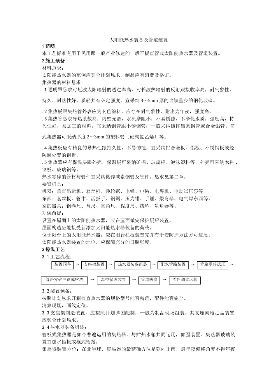 建筑行业011太阳能热水设备及管道安装 _第1页