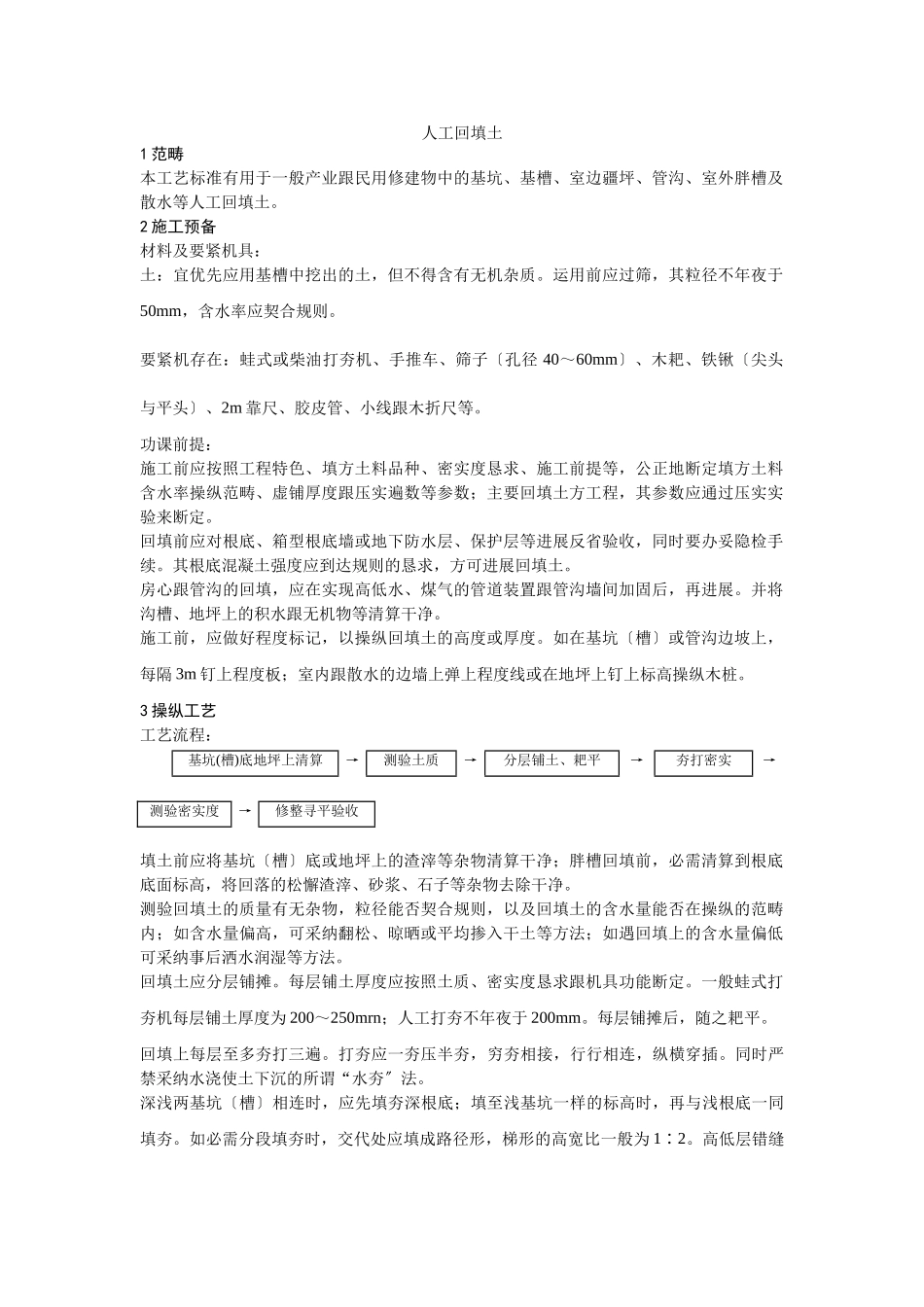 建筑行业004人工回填土施工工艺 _第1页
