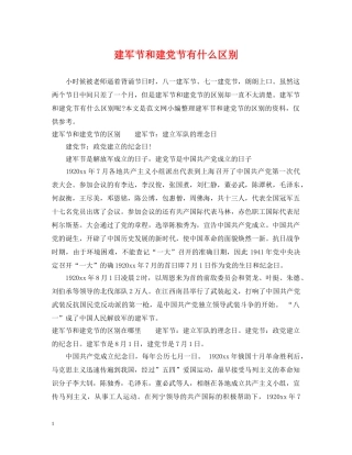 建军节和建党节有什么区别 