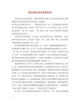 家乡的元宵节优秀日记 