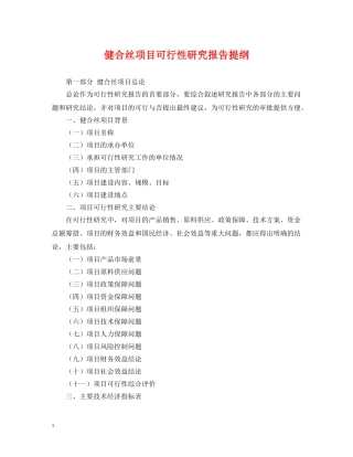 健合丝项目可行性研究报告提纲