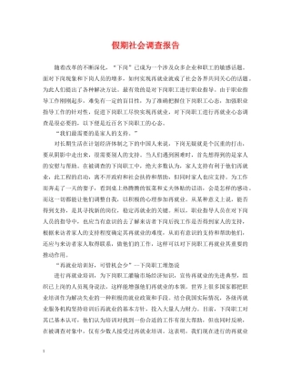 假期社会调查报告