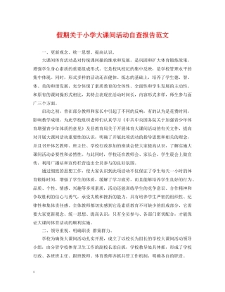 假期关于小学大课间活动自查报告范文