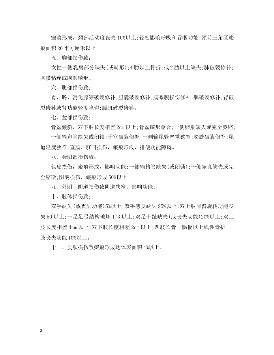 交通事故十级伤残等级标准_第2页