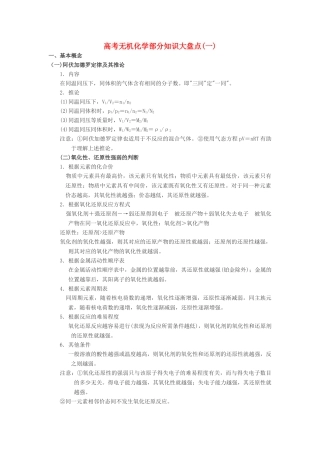 高考化学 无机化学部分知识大盘点一学法指导 