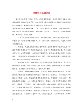 顶岗实习生的评语 