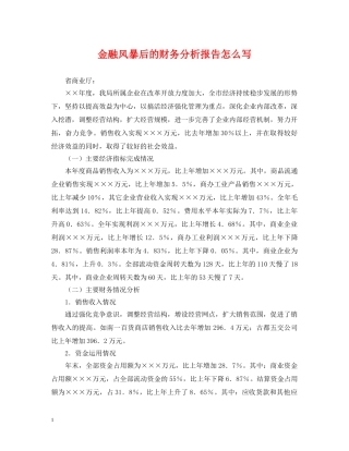 金融风暴后的财务分析报告怎么写 