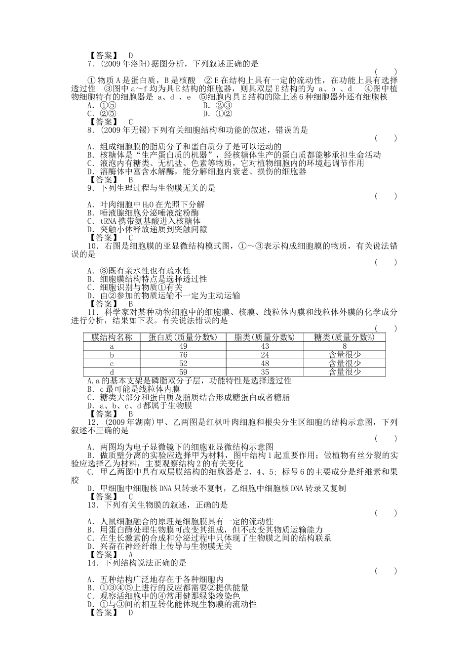 金版新学案2011高三生物一轮 第1课时测试卷 必修2 _第2页