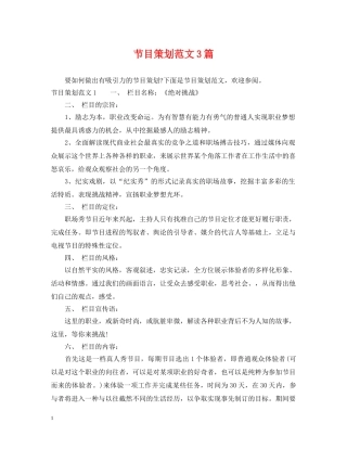 节目策划范文3篇 