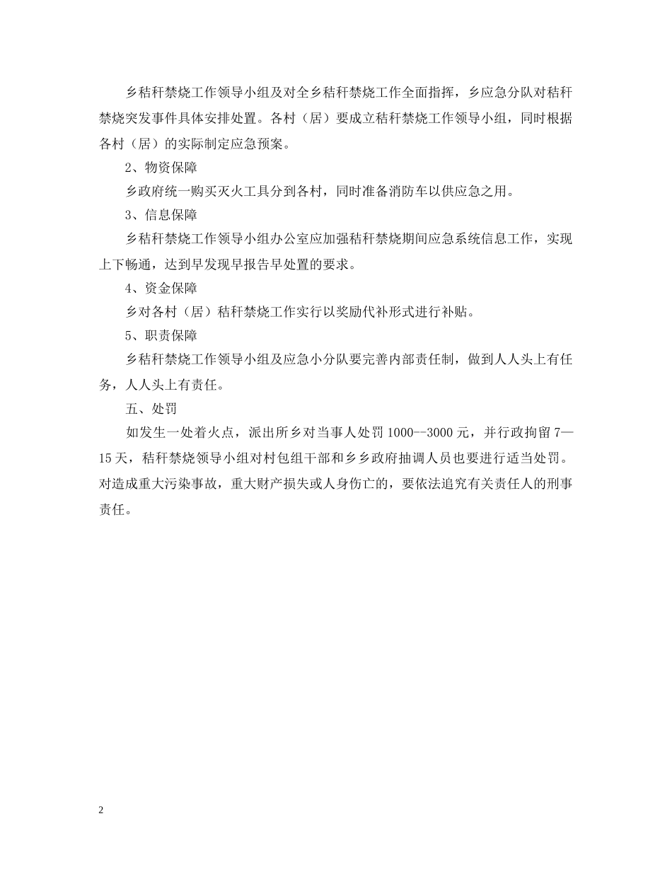 秸秆禁烧工作应急预案设计 _第2页