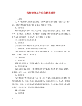 秸秆禁烧工作应急预案设计 