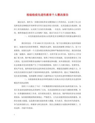 检验检疫先进性教育个人整改报告 