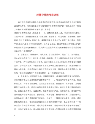 对辅导员的考核评语 