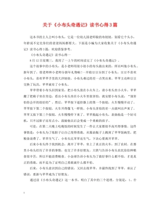 关于《小布头奇遇记》读书心得3篇