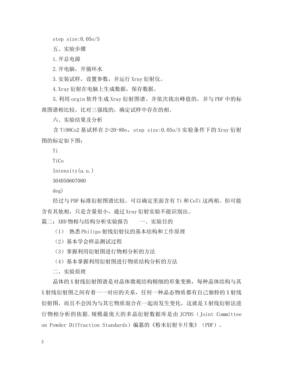 关于xrd物相分析实验报告范文_第2页
