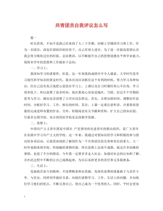共青团员自我评议怎么写