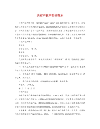 共有产权声明书范本