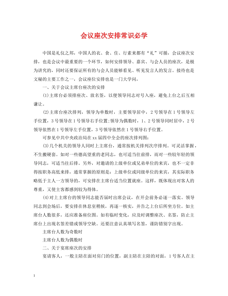 会议座次安排常识必学_第1页