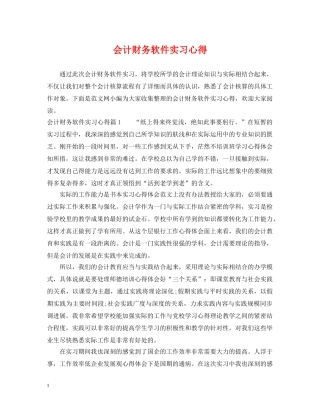 会计财务软件实习心得
