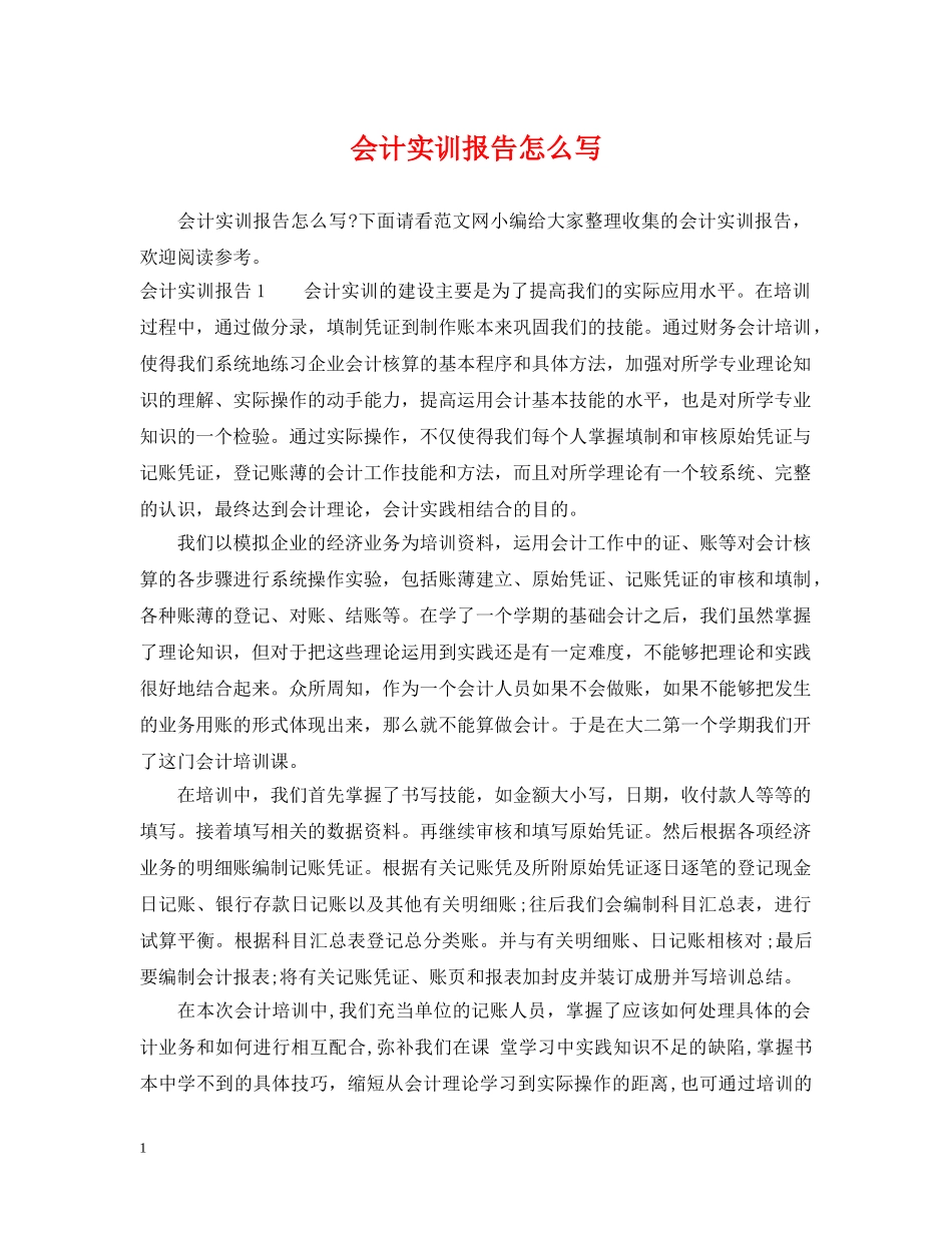 会计实训报告怎么写_第1页