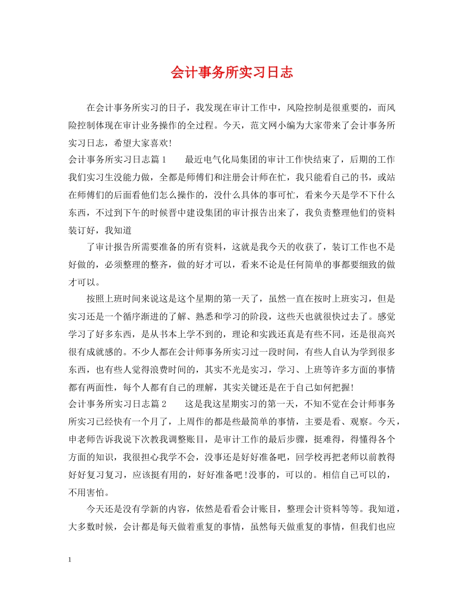 会计事务所实习日志_第1页