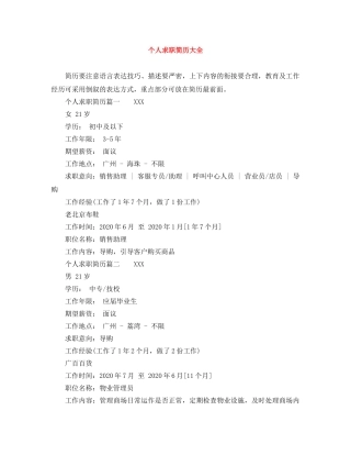 个人求职简历大全