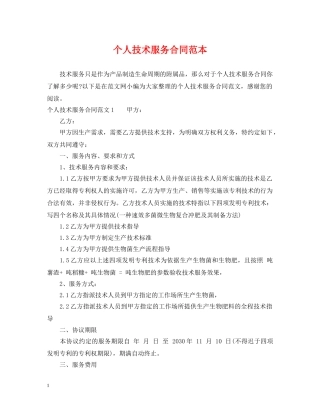个人技术服务合同范本