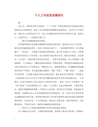 个人工作述责述廉报告