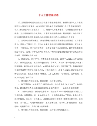 个人工作表现评语