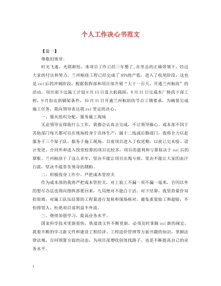 个人工作决心书范文