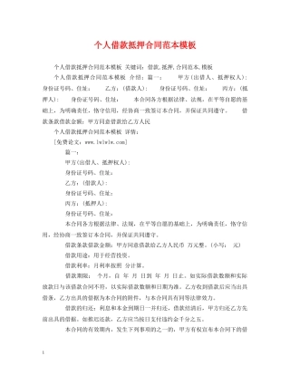 个人借款抵押合同范本模板 (3)
