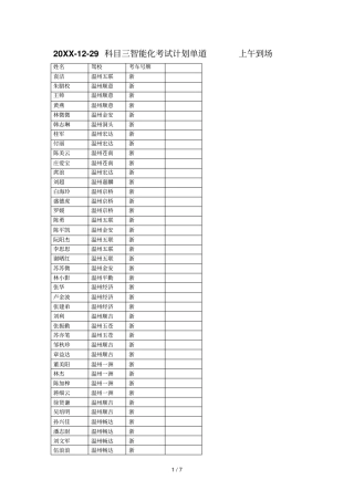 -129科目三智能化考试计划单2道上午810到场