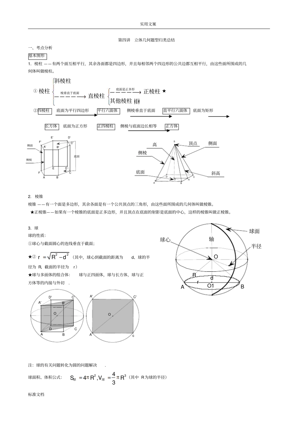 -立体几何题型归类总结材料_第1页