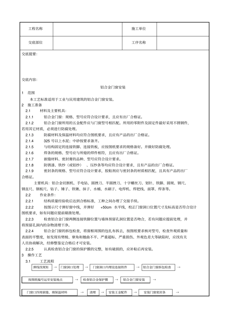 003_铝合金门窗安装工艺_第1页